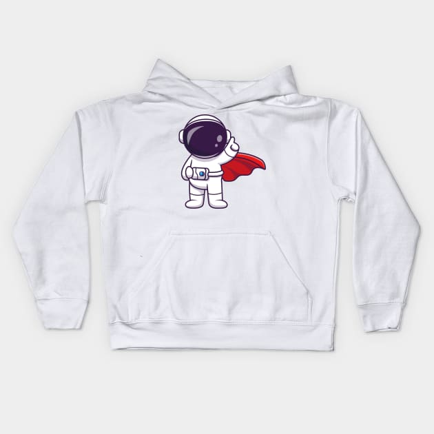 Cute Astronaut Super Hero Cartoon Kids Hoodie by Catalyst Labs